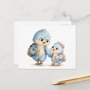 Blaue Vogel-Familien-Freundschafts-Grußkarte Postkarte