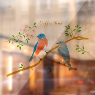 Blaue Vögel Fensteraufkleber