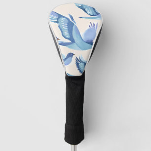 Blaue Vögel fliegen Moderne Aquarellmalerei Golf Headcover