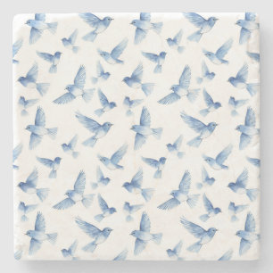 Blaue Vögel im Flug Steinuntersetzer