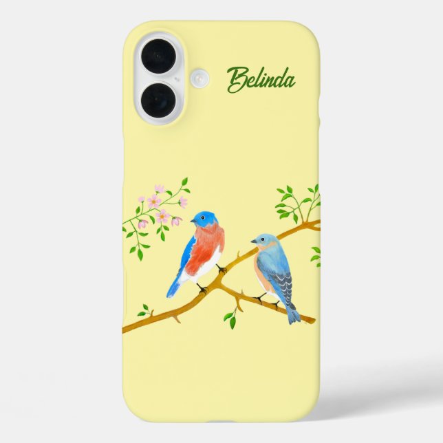 Blaue Vögel iPhone 16 Plus Hülle (Rückseite)