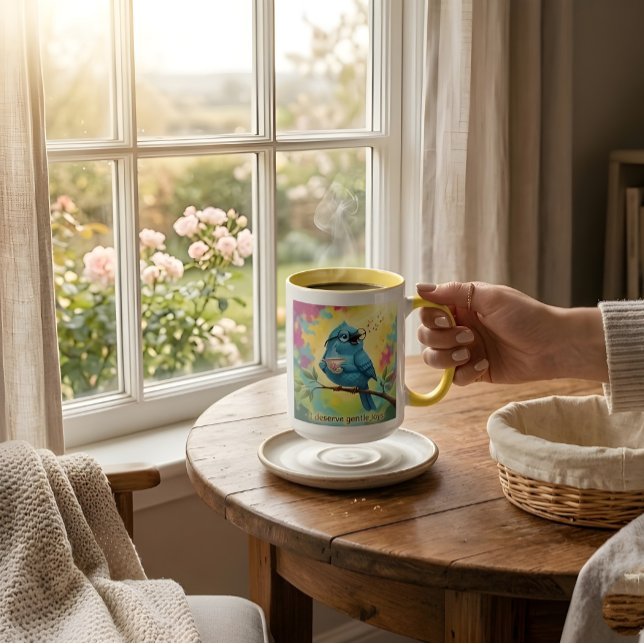 Blaue Vogel-Kaffeetasse Zitat Tasse (Von Creator hochgeladen)