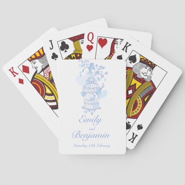 Blaue Vögel Käfig Hochzeitsnahrung spielen Karten Spielkarten (Rückseite)