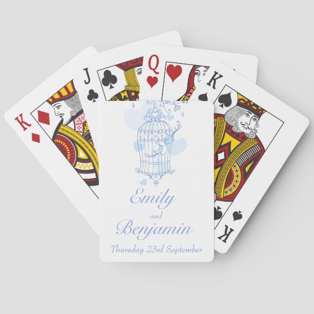 Blaue Vögel Käfig Hochzeitsnahrung spielen Karten Spielkarten (Rückseite)