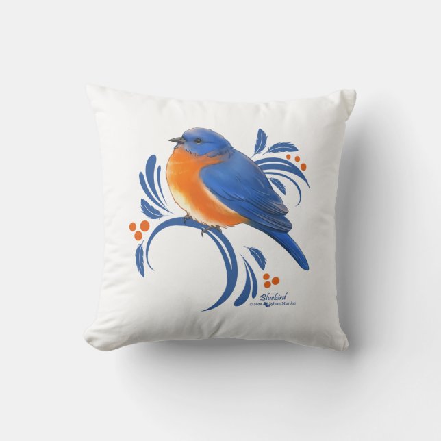 Blaue Vogel Kissen (Vorderseite)