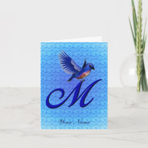 Blaue Vogel-Monogramm Anfangsbuchstabe M Personali