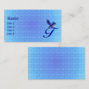 Blaue Vogel-Monogramm Anfangsbuchstabe T Elegant Visitenkarte