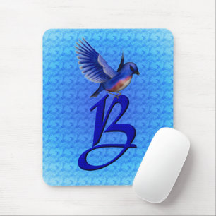 Blaue-Vogel-Monogramm Initiale B Mousepad