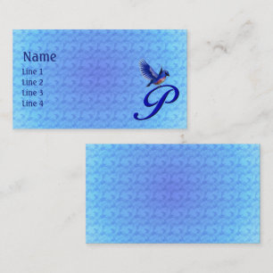 Blaue Vogel-Monogramm-Initiale P Elegant Visitenkarte