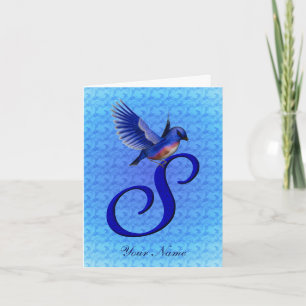 Blaue Vogel-Monogramm-Initiale S Personalisiert