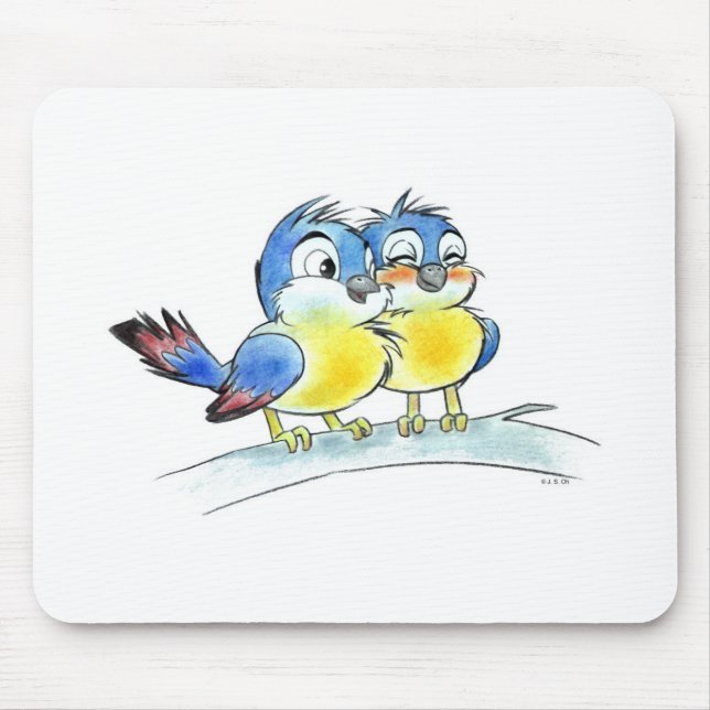 Blaue Vögel Mousepad (Vorne)