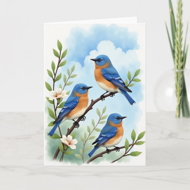 Blaue Vögel Muttertags-Szene Karte (Vorderseite)