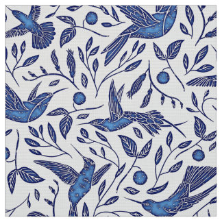 Blaue Vogel-nahtloses Muster Delfts Stoff