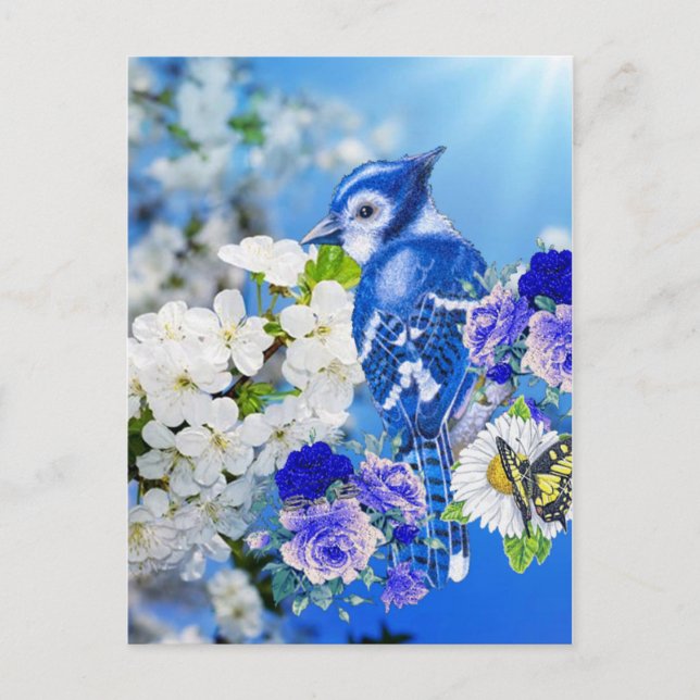 Blaue Vogel Postkarte (Vorderseite)
