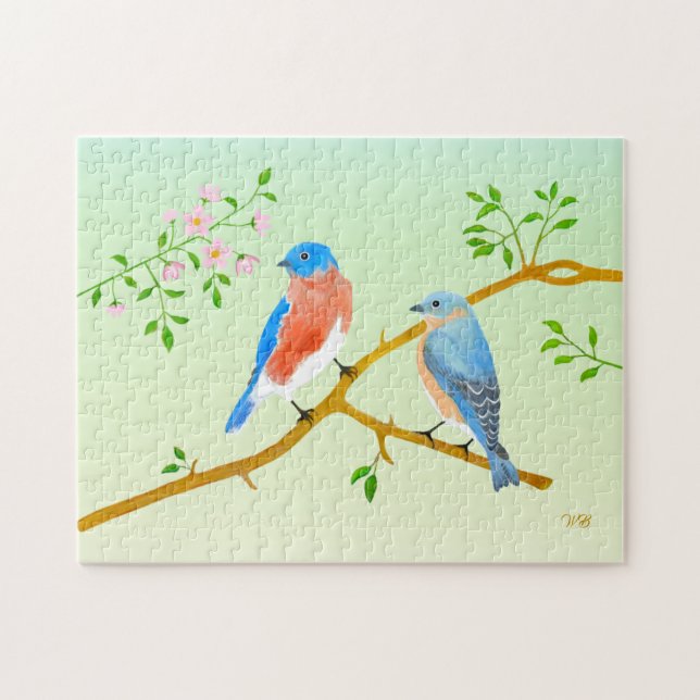 Blaue Vögel Puzzle (Horizontal)