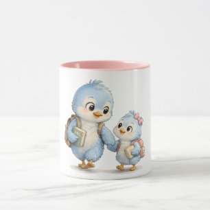 Blaue Vogel-Rosa-Akzent-Keramik-Tasse Tasse