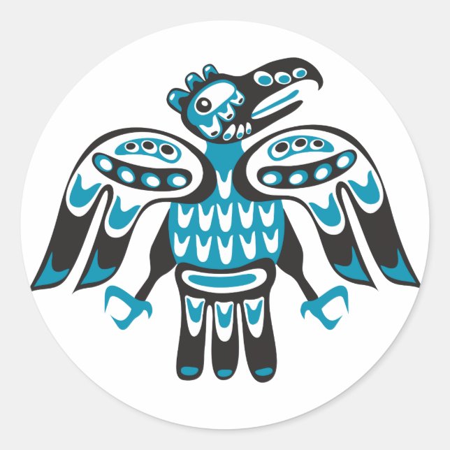 Blaue Vogel Runder Aufkleber (Vorderseite)