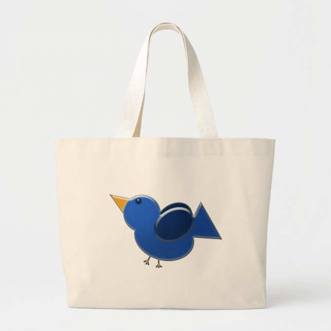 Blaue Vogel-Tasche Jumbo Stoffbeutel (Vorne)