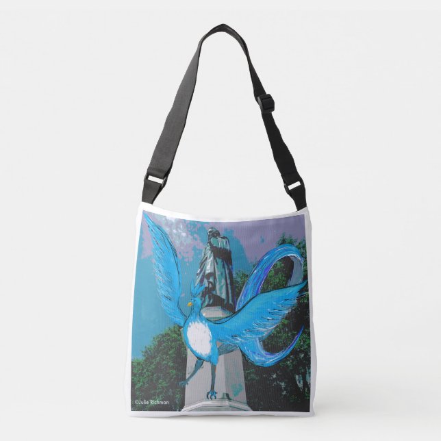 Blaue Vogel-Tasche Tragetaschen Mit Langen Trägern (Vorderseite)