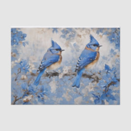 Blaue Vögel und Blüten Dekoupage Tissue Seidenpapier