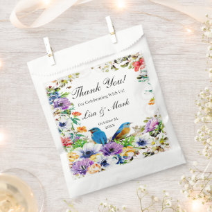 Blaue Vögel und botanische Blüten Geschenktütchen