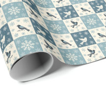 Blaue Vögel und Schneeflocken Weihnachts-Winter-Mu