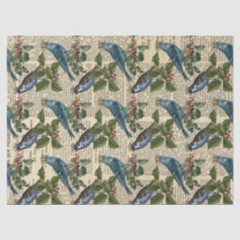 Blaue Vögel und Weihnachtsbergen Seidenpapier