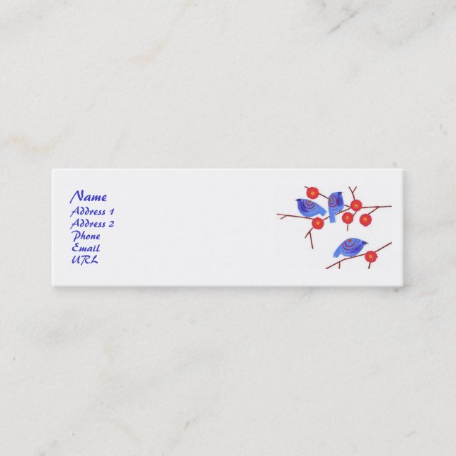 Blaue Vogel-Visitenkarte Mini Visitenkarte (Vorderseite)