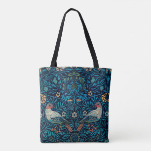 Blaue Vögel von William Morris im Vintage-Stil Tasche