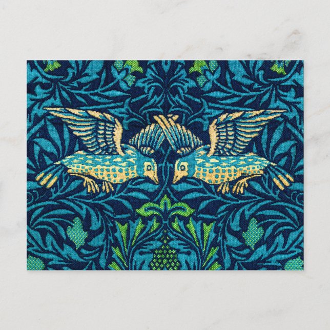 Blaue Vögel von William Morris Postkarte (Vorderseite)