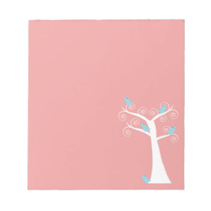 Blaue Vögel Whimsical Nature Tree Notizblock