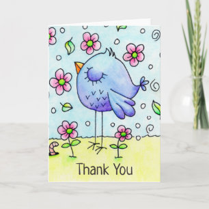 Blaue Vogelarten und Blume Dankeskarte