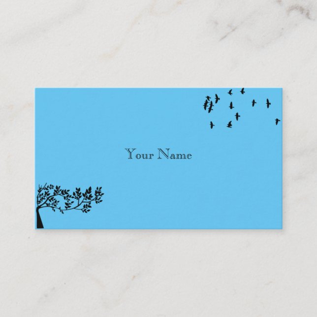 Blaue Vogelbaume  Silhouette Natur Visitenkarte (Vorderseite)