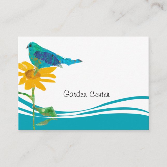 Blaue Vogelblume Blumenbedeckung Wasserfarbe Visitenkarte (Vorderseite)