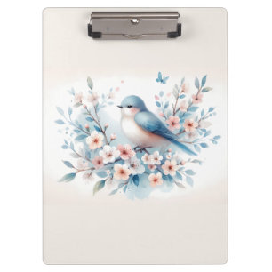 Blaue Vogelblüten-Aquarell Serenität Klemmbrett