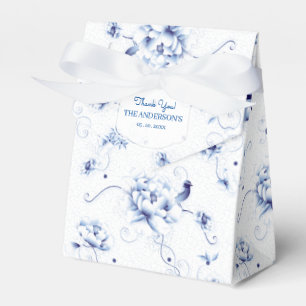 Blaue Vogelrose Chinoiserie-Blumen Geschenkschachtel