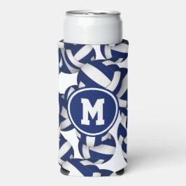 Blaue Volleyball-Sportart mit Monogramm Selters Dosenkühler