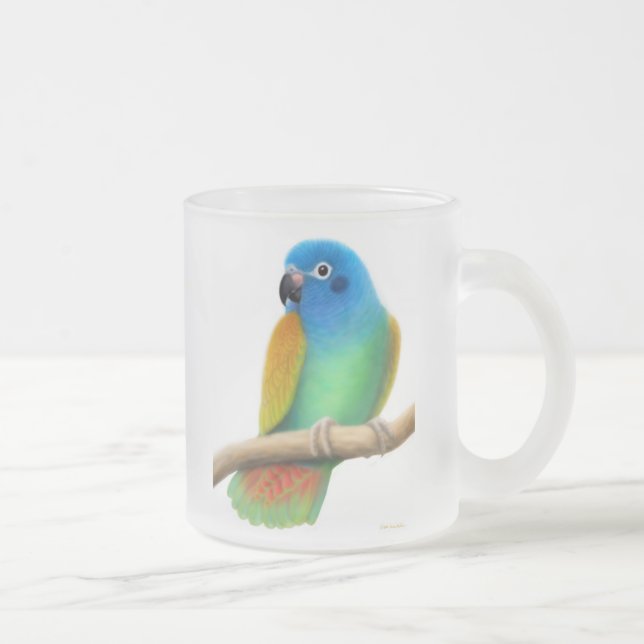 Blaue vorangegangene Pionus Papageien-Tasse Mattglastasse (Rechts)