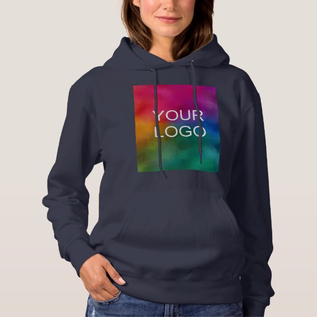 Blaue Vorlage Hochladen von Firmenlogos Hoodie (Vorderseite)