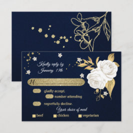 Blaue Wahl der blühenden Blumenmeere aus Weißgold  RSVP Karte