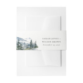 Blaue Wälder Landschaft Sketch Hochzeit Einladungsbanderole