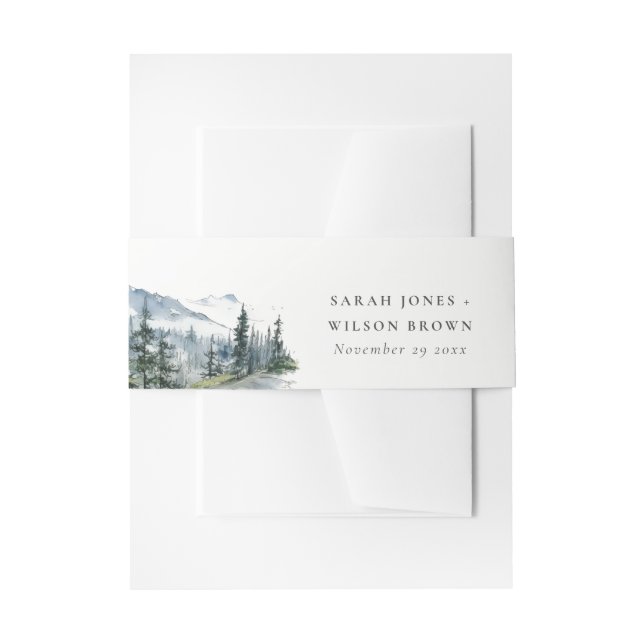 Blaue Wälder Landschaft Sketch Hochzeit Einladungsbanderole (Vorderseite Beispiel)