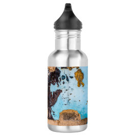 Blaue Wand und Tür Edelstahlflasche