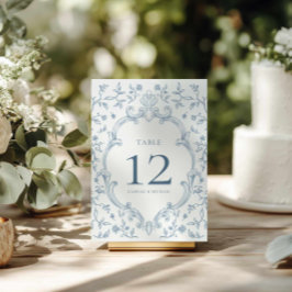 Blaue Wappentafel-Nummernschilder für die Hochzeit Tischnummer