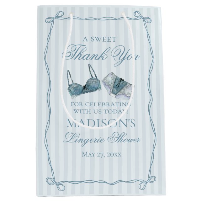 Blaue Wäsche Dusche Junggesellinnen-Abschied Gesch Mittlere Geschenktüte (Vorderseite)