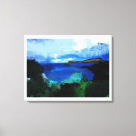 Blaue Wasserfarbe Abstrakt Landschaft Leinwanddruck