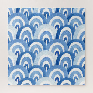 Blaue Wasserfarbe: Abstrakte Meereswellen