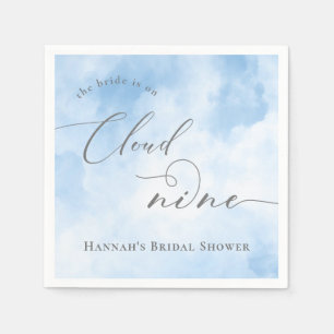 Blaue Wasserfarbe auf Cloud 9-Brautparty Serviette