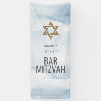 Blaue Wasserfarbe Bar Mizwa Vertikales Vinyl-Banne Banner