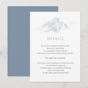 Blaue Wasserfarbe Bergwelt Hochzeiten Details Begleitkarte